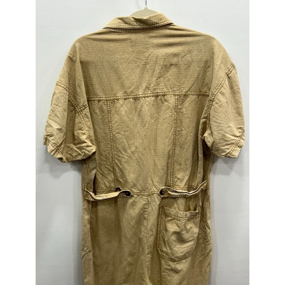 BDG Jumpsuit Womens Large Tan Cotton Utility Zip Front Short Sleeve Gorpcore - Picture 4 of 9